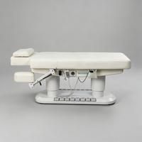 Table de massage électrique chauffante de luxe à 4 moteurs avec commande au pied et base LED pour salon de beauté, spa médical et clinique des cils