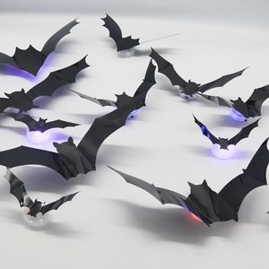 3D Ma quái Halloween Dơi Đảng đáng sợ BAT bức tranh tường <span class=keywords><strong>DIY</strong></span> trang trí cửa sổ nhà có thể tháo rời <span class=keywords><strong>LED</strong></span> BAT dán cho Halloween trang trí tường - Product Image 2