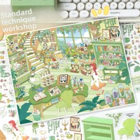 Autocollants Paysage Yilan 1480 Grande Taille Dessin Animé Scène Miniature 3D DIY Anti-Stress Journalisation Art Décoratif Matériau PET
