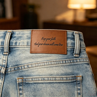 Écussons en cuir PU pressé à chaud personnalisés, étiquettes écologiques pour sacs, jeans, accessoires de vêtements à coudre, vente en gros, OEM, faible MOQ