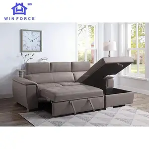 Winforce Modern save space living room sofa set furniture leather corner sofa bed With Storage Couch recline Sleeper sofa