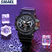 Montre sport numérique de luxe SMAEL 8065, chronomètre, bracelet en silicone lumineux, mouvement à quartz japonais, résistance à l'eau 50 bars, pour l'extérieur