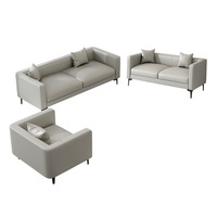 Ensemble de canapé et table basse de luxe en cuir PU pour hôtel, réception d'entreprise, deux places, design moderne et simple, métal