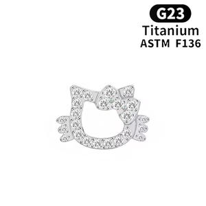 Orecchini a forma di gatto Zesen F136 in lega di titanio con zirconi 5A, <span class=keywords><strong>gioielli</strong></span> piercing alla moda per labbra e orecchie, unisex, per ragazze dolci - Product Image 6