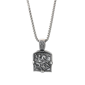 Collar con Colgante <span class=keywords><strong>de</strong></span> Escudo <span class=keywords><strong>de</strong></span> Caballero Retro para Hombre, Cadena <span class=keywords><strong>de</strong></span> <span class=keywords><strong>Acero</strong></span> Inoxidable Sólido, Accesorio Masculino Clásico para Uso Diario, Venta al Por Mayor - Product Image 1