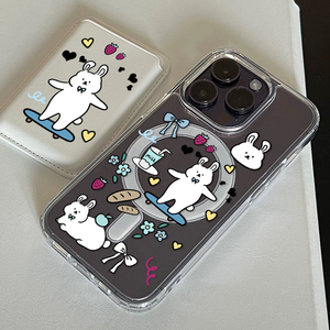 Dessin animé magnétique <span class=keywords><strong>sans</strong></span> <span class=keywords><strong>fil</strong></span> <span class=keywords><strong>charge</strong></span> porte-carte PU cuir support pour téléphone portable Portable Vintage Style accessoire <span class=keywords><strong>de</strong></span> mode - Product Image 4