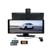 Moniteur de voiture Android portable 10,26 pouces, écran tactile IPS HD 4K avant, 1080P arrière, avec navigation mains libres pour véhicule