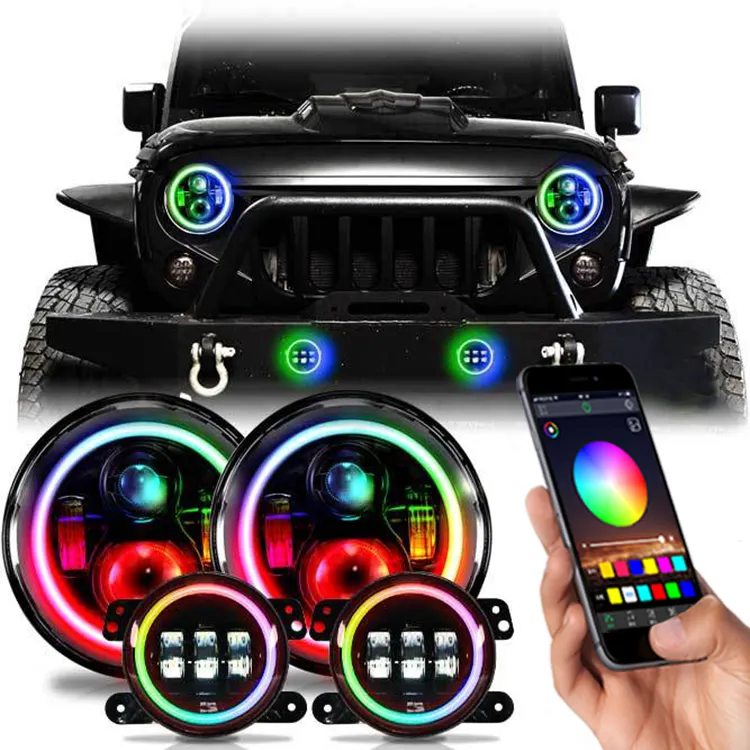 Accessori per veicoli a caccia di colori angel eye smart lighting kit fari e fendinebbia per Jeep