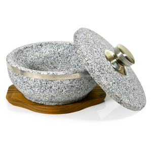 Koreanische Art Granit Stein <span class=keywords><strong>Dolsot</strong></span> Schalen koreanische Haradha Steins chale mit Stein deckel Neujahrs dekor - Product Image 5