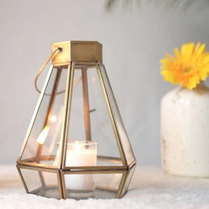 Par de faroles colgantes de latón de 9,4 pulgadas y 7,2 pulgadas, candelabros decorativos hechos a mano para el hogar, Patio, jardín, fiesta, iluminación - Product Image 1