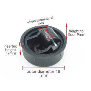 Roulettes de meubles pivotantes dissimulées, charge 25 kg, diamètre 50 mm, en acier noir avec roue en nylon et cache-corps, roulettes contemporaines pour la maison - Product Image 3