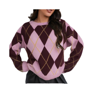 2025 nuevo modelo clásico patrón <span class=keywords><strong>de</strong></span> <span class=keywords><strong>rombos</strong></span> suéter <span class=keywords><strong>de</strong></span> manga larga con botones <span class=keywords><strong>de</strong></span> punto Vintage ODM grueso <span class=keywords><strong>para</strong></span> mujeres <span class=keywords><strong>para</strong></span> invierno otoño - Product Image 1