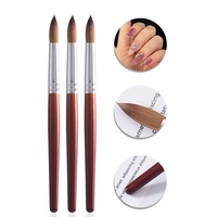 Pinceau à ongles rond en acrylique classique avec manche en bois rouge, 100% poils de Kolinsky Sable, logo personnalisé pour salon de manucure professionnel