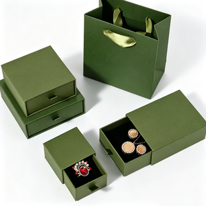 Caja de Joyería Rígida con Cajón Deslizable, Impresa Personalizada, en Varios Tamaños, de Papel Mate, para Guardar Collares y Anillos, con Forro de Felpa - Product Image 1
