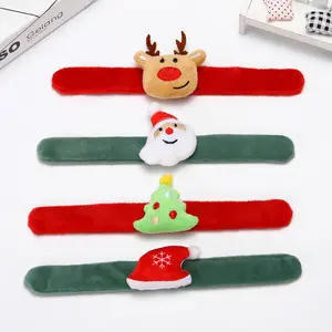 OEM In Stock Christmas Slap Band Wristband Bracelet Plush Toy for Christmas Xmas Kids Animal Stuffed Slapband