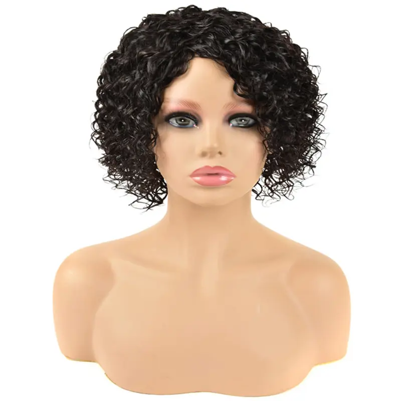 Cheap 9A Grade 100% Virgin Brazilian Human Hair Short Curly Wigs For Black Women