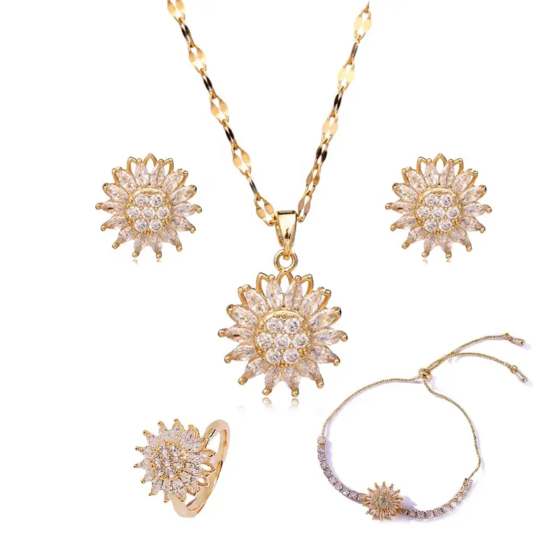 Aretes De Girasol أزياء مجوهرات أقراط بالجملة مخصصة دوارة عباد الشمس أقراط للفتيات