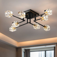 Lustre en cristal de luxe nordique, moderne et simple, pour bureau, chambre à coucher, couloir, allée, lampe de plafond créative et personnalisée