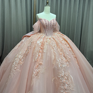 Vestido de Noche Largo hasta el Suelo con Perlas de Satén y Cola Lateral para Boda, Fiesta, Baile de Graduación, Temporada de Verano, con Decoración de Encaje y Cintura Natural, Quinceañera - Product Image 4