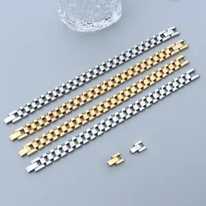 Unisex Women Men Fashion Jewelry 18K Gold Plated Chunky Jewelry Stainless Steel Bracelet Bangles