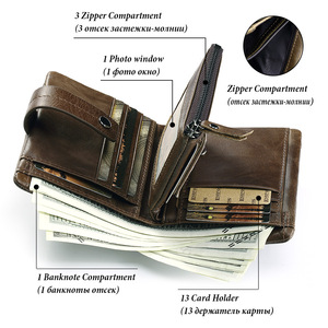 Portefeuille en cuir véritable pour homme, portefeuille <span class=keywords><strong>de</strong></span> créateur avec poches, portefeuille personnalisé tendance, portefeuille en cuir, cartera <span class=keywords><strong>de</strong></span> hombre - Product Image 3