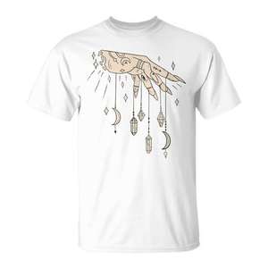 T-shirt unisexe à col rond et manches courtes avec impression numérique, thème Éléments Mystiques Bohèmes Énergie Universelle, Taille M, pour adultes, promotionnel - Product Image 1