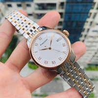 Montre mécanique pour homme en acier inoxydable avec affichage de la date, chronographe, cadran en cristal saphir, aiguilles, cadran texturé avec diamants