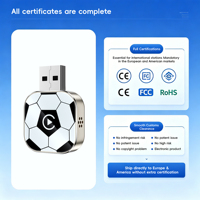 Adaptador 2 en 1 Plug and Play, Adaptador Inalámbrico USB para Carplay con Logotipo de Fútbol