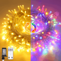 Guirlande lumineuse LED bicolore à brancher avec télécommande, blanc chaud, changement de couleur Mticolor pour la décoration de Noël, de mariage, de patio, de chambre à coucher