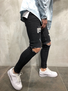 Pantalones vaqueros de los hombres de la moda Jeans hip hop bien streetwear <span class=keywords><strong>jogger</strong></span> biker arrancado de los hombres jeans - Product Image 4