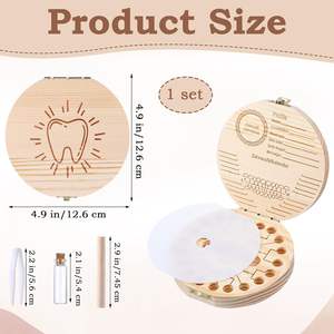Scatola di fata dei denti per bambini in legno carina con Design inciso in stile rustico organizzatore ricordo per denti smarriti per bambini - Product Image 2