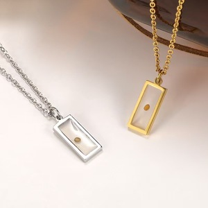 Meetyoo collana pendente rettangolare in acciaio inox alla moda per donne bambini romantiche stile semi di senape collana in resina d'oro - Product Image 1