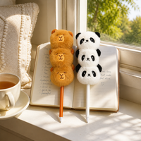 Stylo à bille unique à 3 niveaux en forme de peluche, stylo poupée Panda Capybara doux, fournitures scolaires en gros