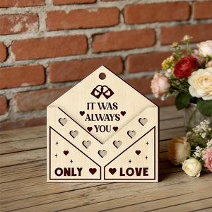 Tarjeta de Felicitación Romántica con Sobre de Madera - Tarjeta de <span class=keywords><strong>Amor</strong></span> Grabada con la Frase "Siempre Fuiste Tú" para el Día de San Valentín, Aniversario, Regalo de Boda - Product Image 3