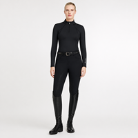 Chemise d'équitation pour femmes avec logo personnalisé, fermeture éclair 1/4, coutures plates, respirante, sous-vêtement de sport équestre