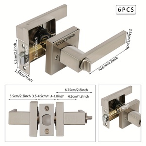Lot de 6 poignées de <span class=keywords><strong>porte</strong></span> intérieures en alliage de zinc robustes avec fonction de <span class=keywords><strong>d</strong></span>éverrouillage <span class=keywords><strong>d</strong></span>'urgence pour chambre et salle de bain, norme américaine - Product Image 1
