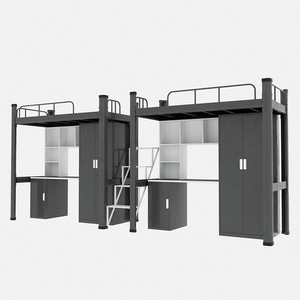 เฟอร์นิเจอร์ห้องนอนอพาร์ทเมนต์ทันสมัย เตียงสองชั้นเหล็กสำหรับผู้ใหญ่ พร้อมบันได - Product Image 1