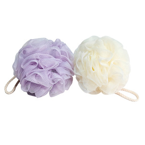 Bath Ball Bath Sponge Flower Shape Purple Beige Body Scrubber For Bathing - Product Image 4