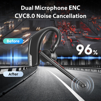 Auriculares con cancelación de ruido Gancho para la oreja Auricular para teléfono 500mAh Carga inalámbrica Conductor de camión Auriculares Bluetooth con micrófono