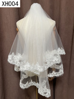LUOXIN New White Simple Wedding Lace Veil Bridal Two Layer Veil Short Tulle With Comb