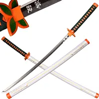 HUAYI-espada blanca de 41 pulgadas/104CM, cuchillo negro de madera coleccionable, de Anime, samurái, demonio asesino
