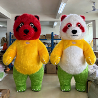 Costume de Mascotte Panda Gonflable Coloré, 2m/2.6m/3m, en Peluche et Fourrure, pour Événements, Fêtes et Spectacles