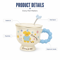 Tasse à boire pour chat à pois la plus vendue avec couvercle et cuillère pour couples, livraison rapide, carton d'exportation, prix pour commande en gros