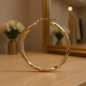 Pendientes de Aro E445 Dorados, Aleación de Zinc, Joyería Clásica de Moda para Mujer, Diseño Trenzado Chapado en Oro - Product Image 2