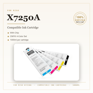 Cartucho de Tinta de Recarga Compatible con Chip, 1000 ml, CMYK, para Impresora Riso ComColor X7250A, Impresión Comercial de Oficina - Product Image 1
