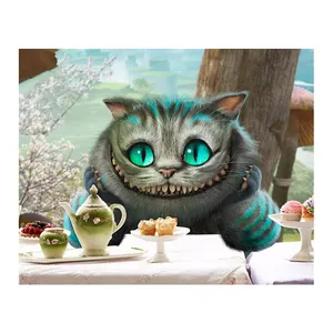 Fabrik Großhandel Cartoon Ölgemälde 5d Diamant Malerei Variation Katze Dessert Essen Diy Diamant dekorative Wand kunst