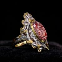 Bagues ouvertes en cuivre plaqué or avec quartz rose ovale, plusieurs styles, étanches, pour femmes - Vente chaude