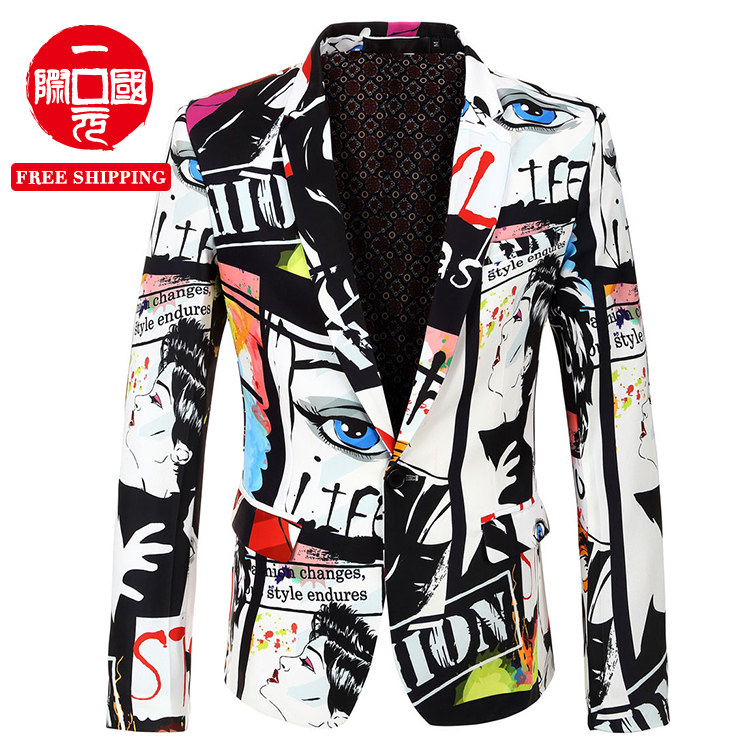 Men's suits foreign trade autumn and winter new style casual ethnic style bronzing floral self-cultivation suits and jackets