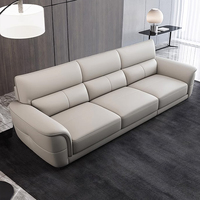 Grand canapé en cuir en forme de L, canapé en bois moderne et luxueux avec coin salon, design simple, canapé haut de gamme pour salon en forme de L
