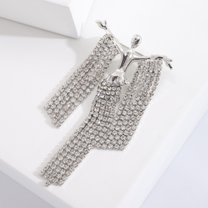 Nouveau créatif femmes broche dessin animé élégant déesse poitrine fleur cristal strass vêtements Badge anti-dérapant collier aiguille - Product Image 4